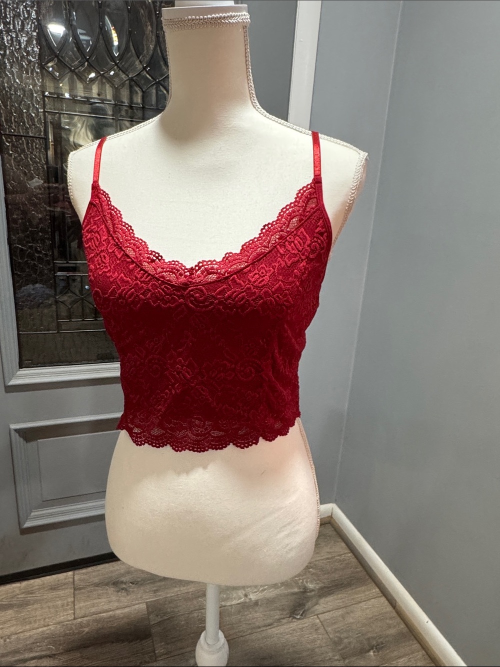 NWT- Red Lace Cropped Camisole Size Large